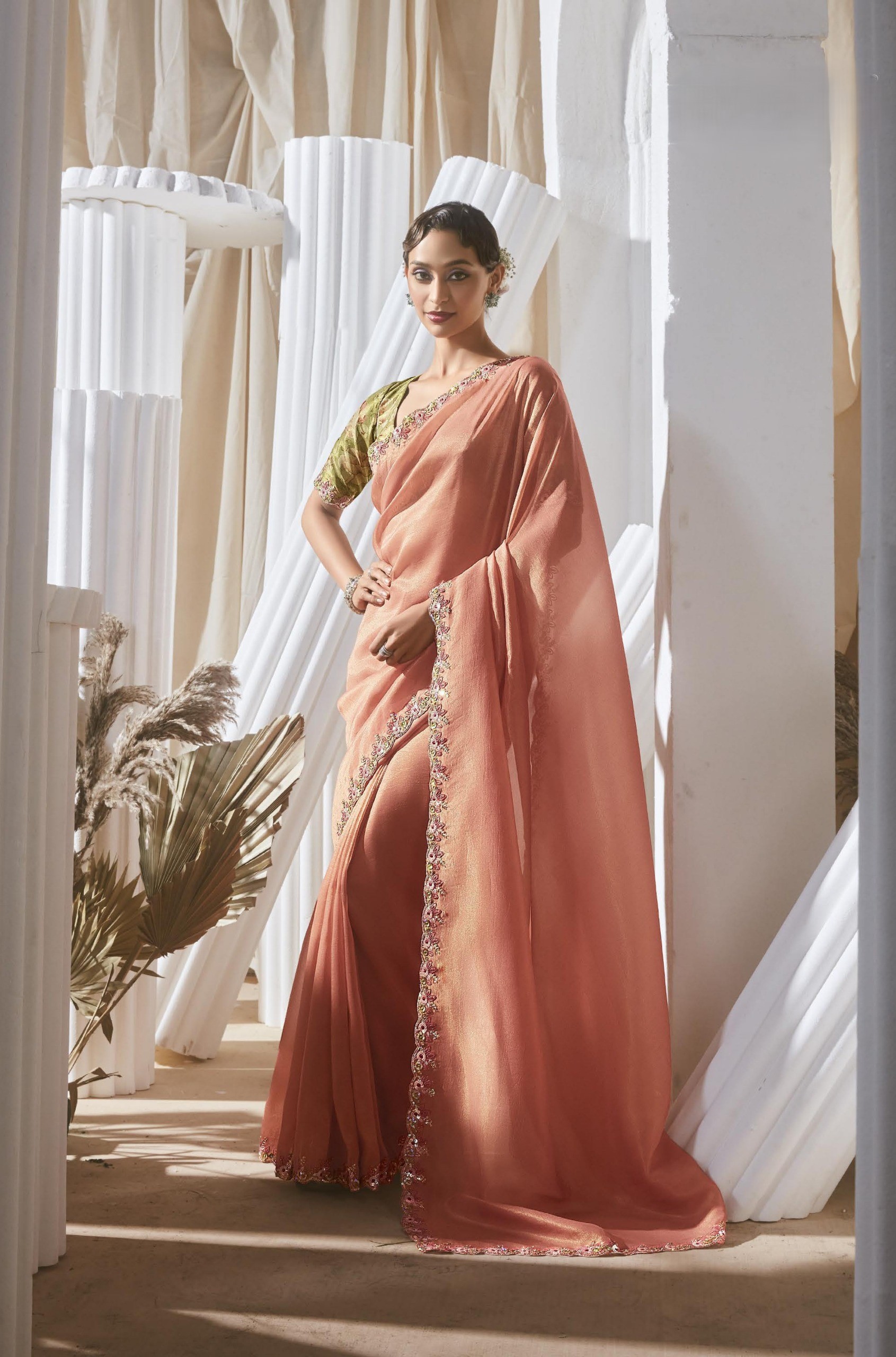 Pure Fancy Tissue based Fabric with Designer Saree
